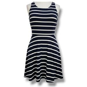 iZ Byer Women’s Navy & White Striped Fit & Flare Sleeveless Dress – Size XL